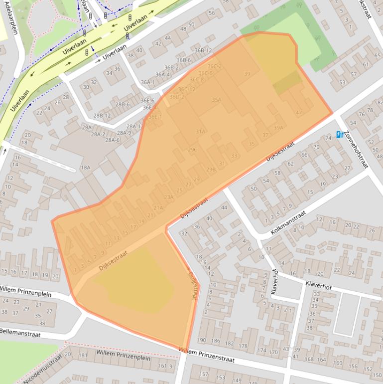 Kaart van postcodegebied 5701AJ.