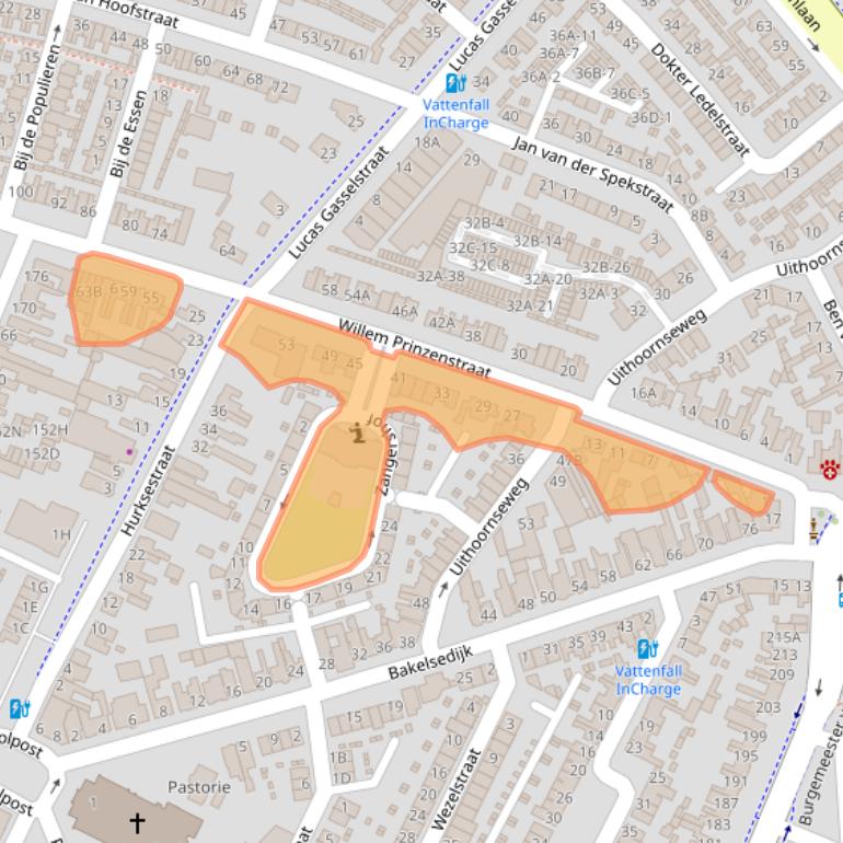 Kaart van postcodegebied 5701BC.
