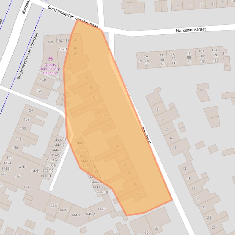 Kaart van postcodegebied 5701CX.