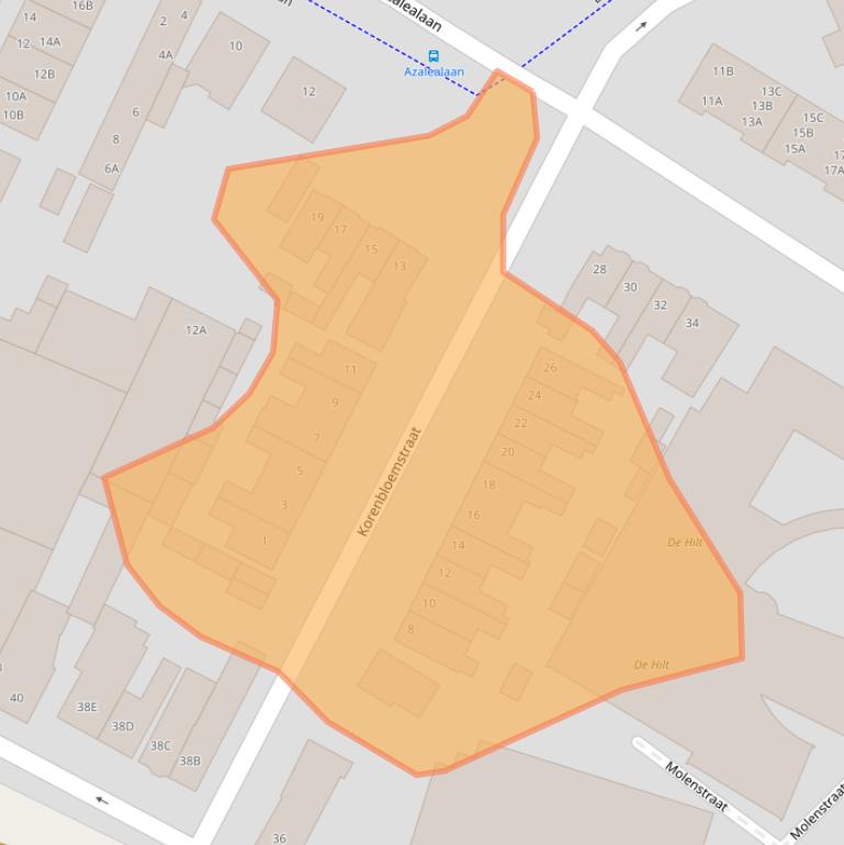 Kaart van postcodegebied 5701EJ.