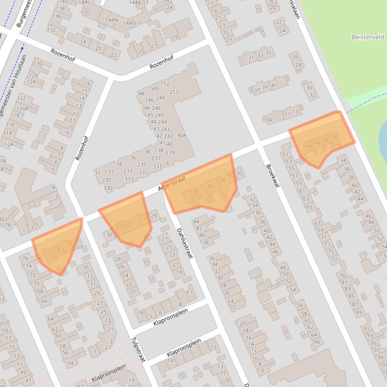 Kaart van postcodegebied 5701EZ.