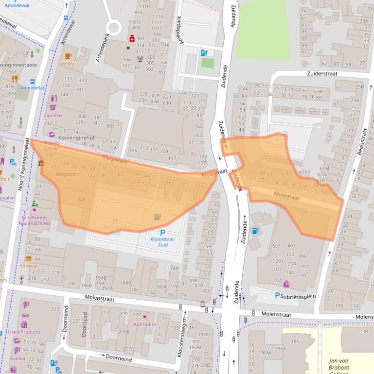 Kaart van postcodegebied 5701KR.