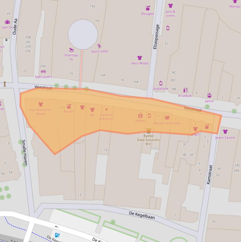 Kaart van postcodegebied 5701RA.