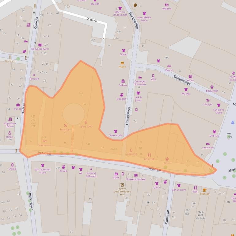 Kaart van postcodegebied 5701RC.