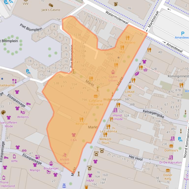 Kaart van postcodegebied 5701RJ.