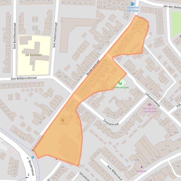 Kaart van postcodegebied 5701SZ.