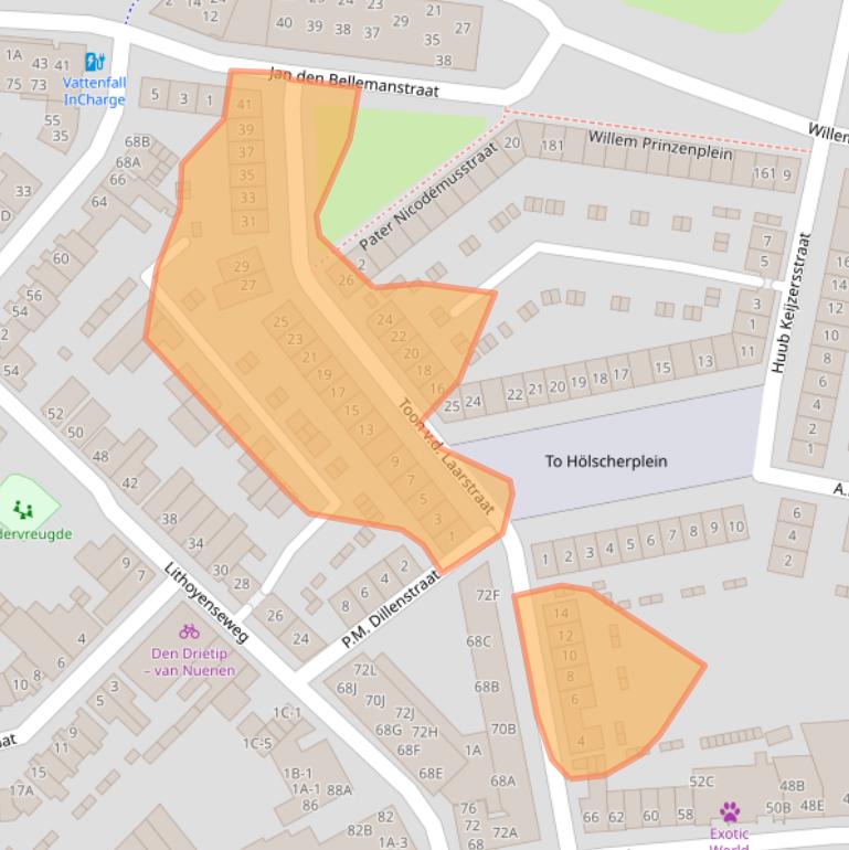 Kaart van postcodegebied 5701TK.