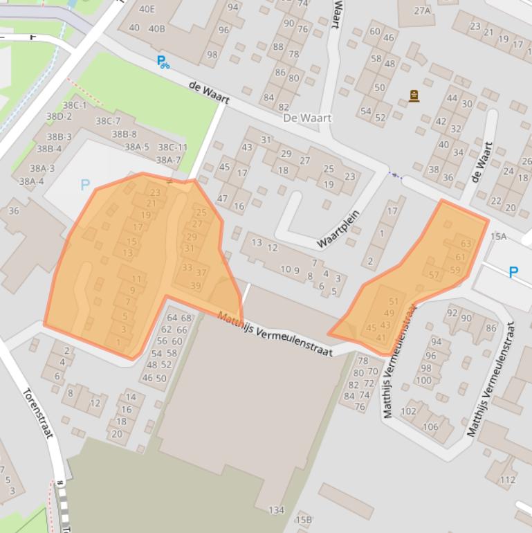 Kaart van postcodegebied 5701TW.