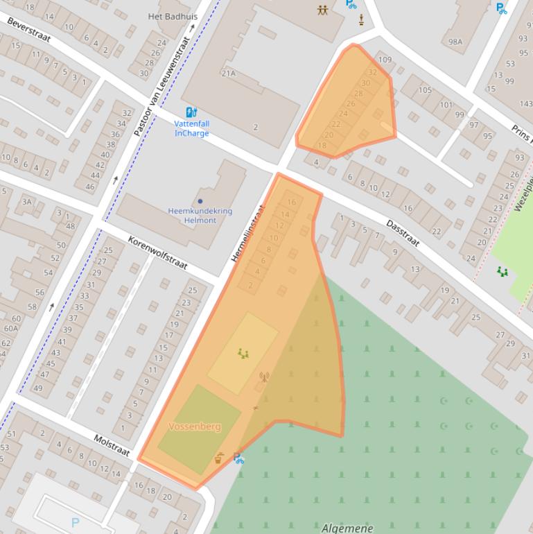 Kaart van postcodegebied 5701VC.