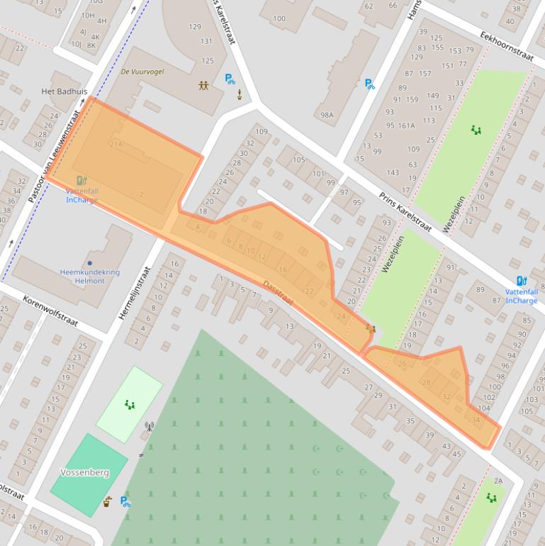 Kaart van postcodegebied 5701VE.