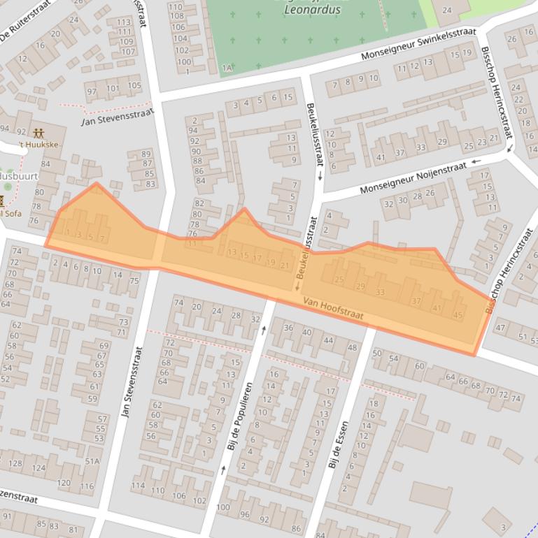 Kaart van postcodegebied 5701XA.