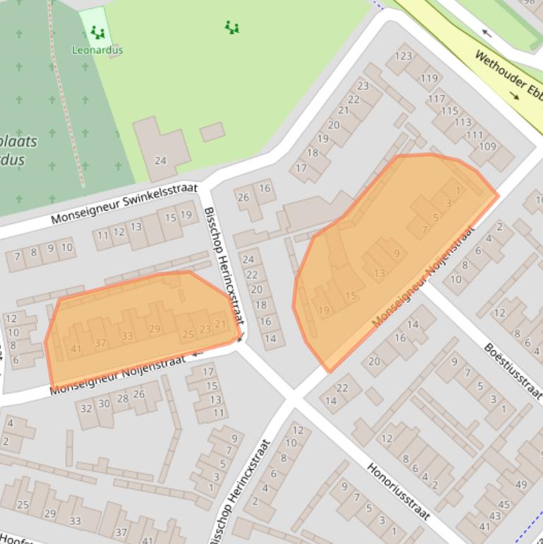 Kaart van postcodegebied 5701XJ.