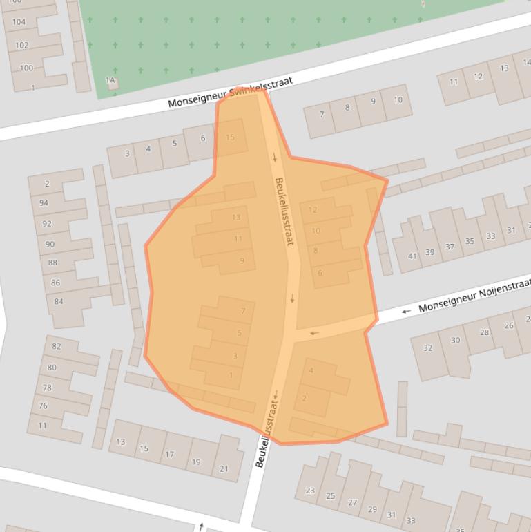 Kaart van postcodegebied 5701XL.