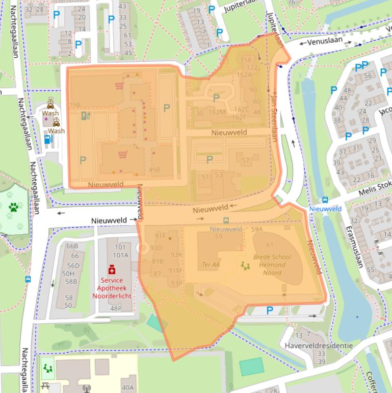Kaart van postcodegebied 5702HW.