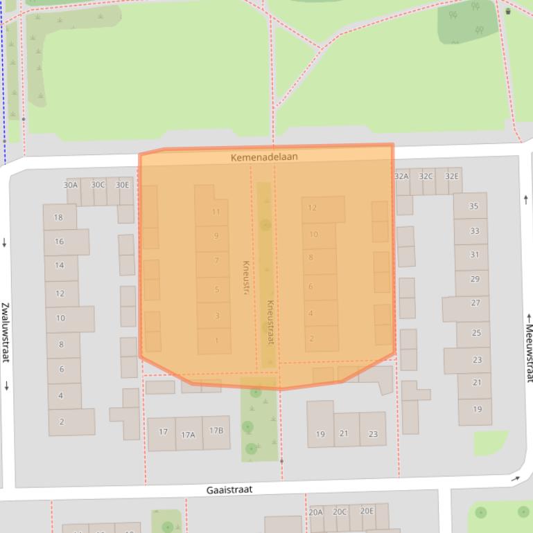 Kaart van postcodegebied 5702KX.