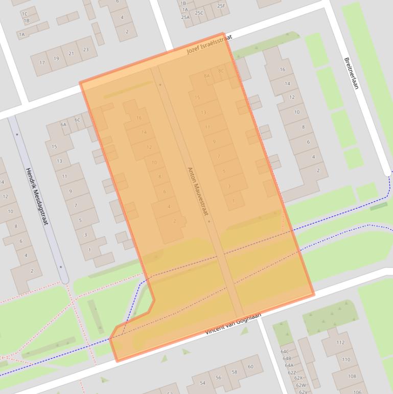 Kaart van postcodegebied 5702VJ.