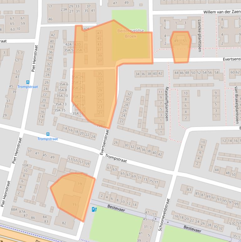 Kaart van postcodegebied 5703AM.