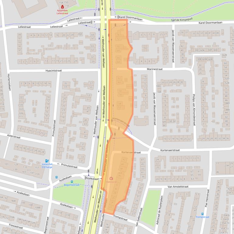 Kaart van postcodegebied 5703CL.