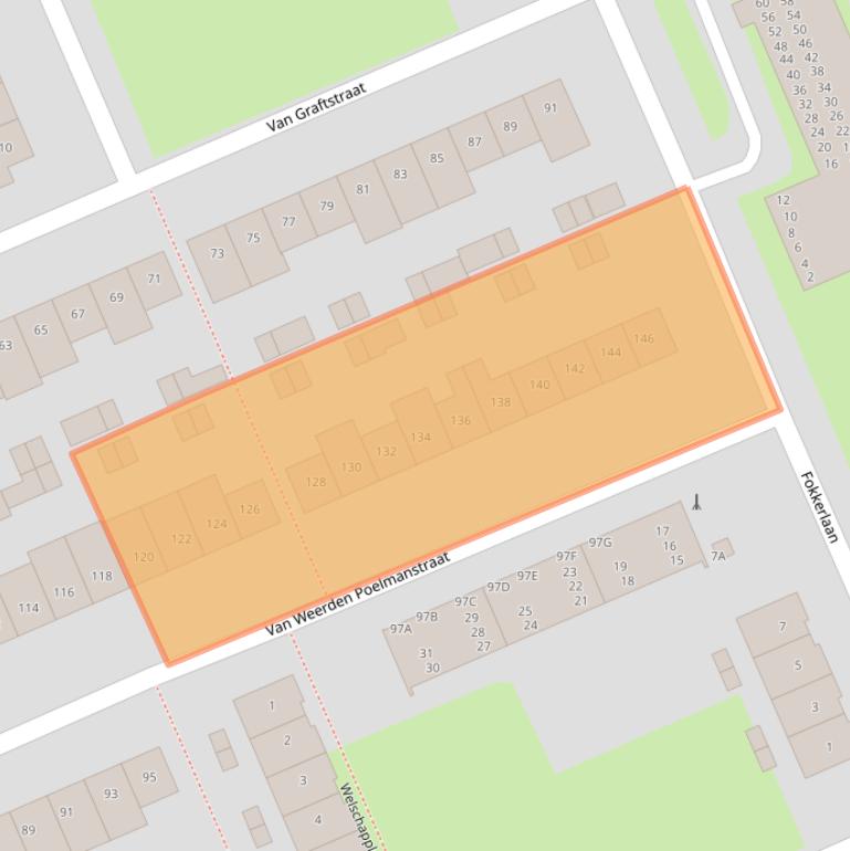 Kaart van postcodegebied 5703CW.