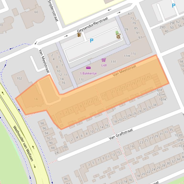 Kaart van postcodegebied 5703EP.