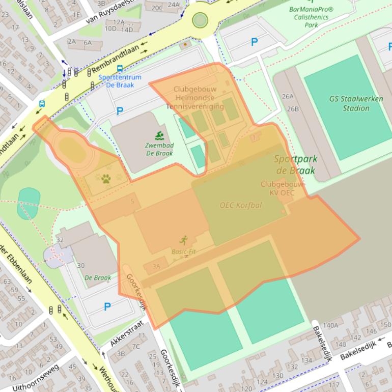 Kaart van postcodegebied 5703HZ.