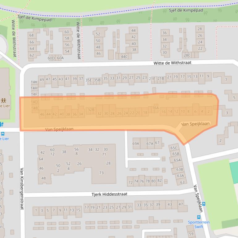 Kaart van postcodegebied 5703XG.