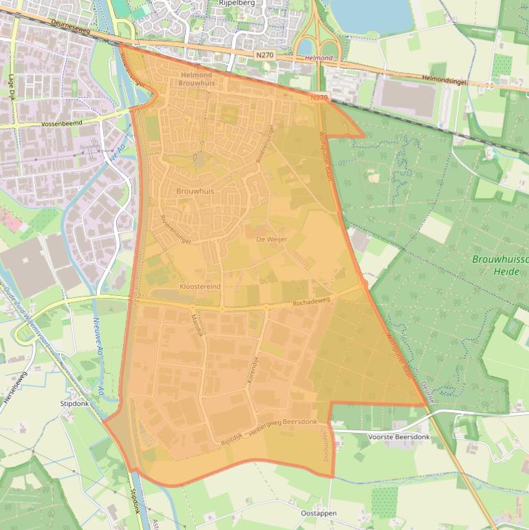 Kaart van postcodegebied 5704.