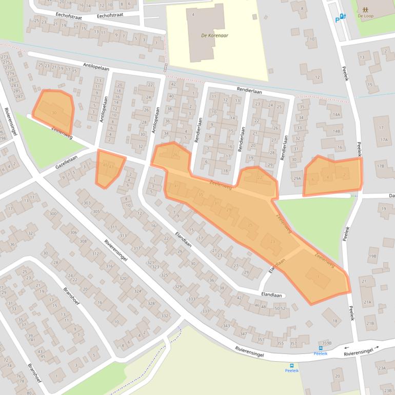 Kaart van postcodegebied 5704BA.