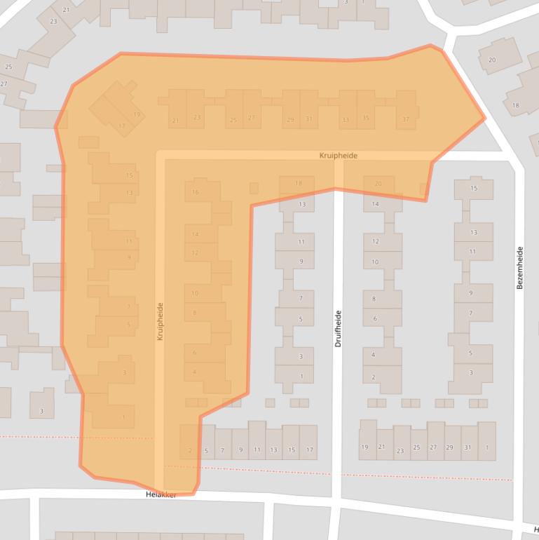 Kaart van postcodegebied 5704CE.