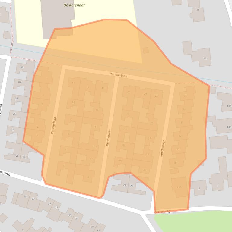 Kaart van postcodegebied 5704DC.