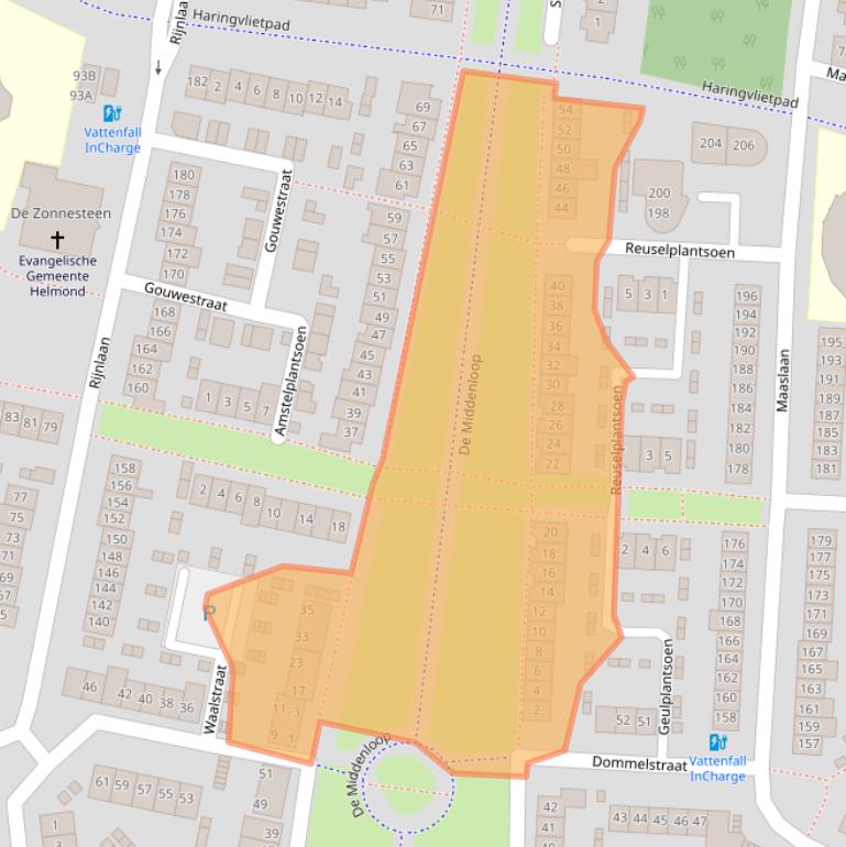 Kaart van postcodegebied 5704JC.