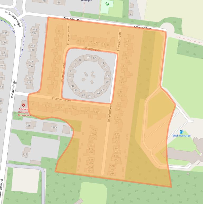 Kaart van postcodegebied 5704KX.