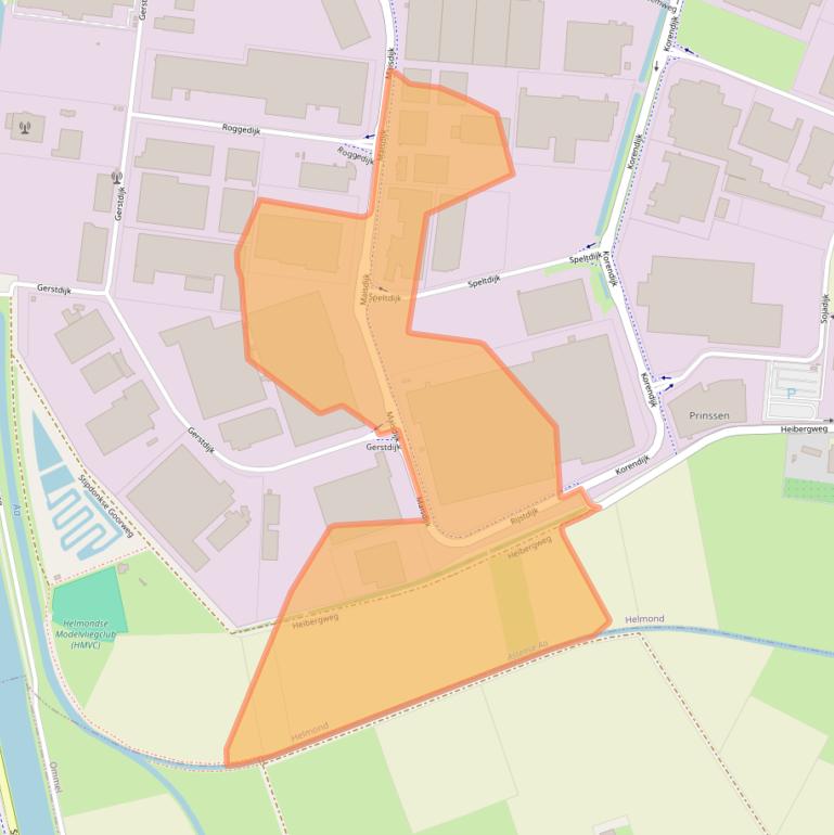 Kaart van postcodegebied 5704RM.