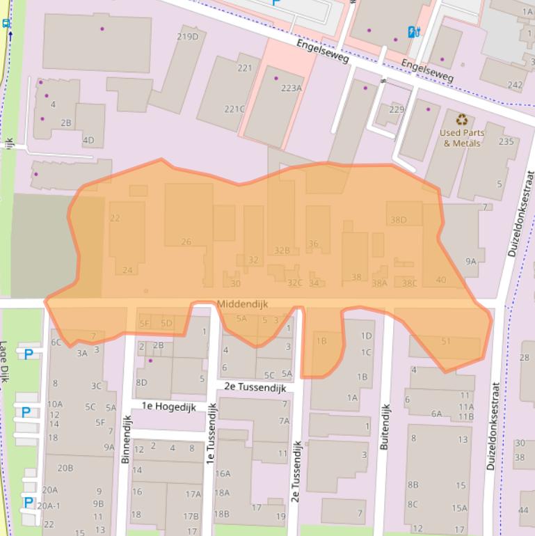 Kaart van postcodegebied 5705CC.