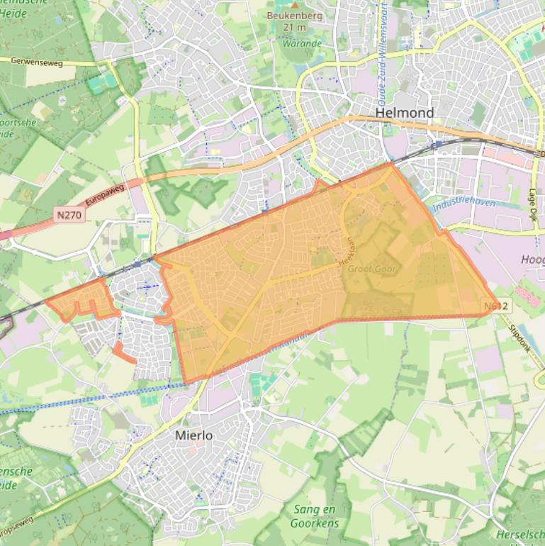 Kaart van postcodegebied 5706.