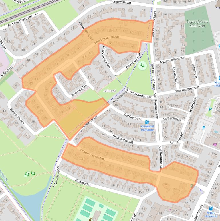 Kaart van postcodegebied 5706AS.
