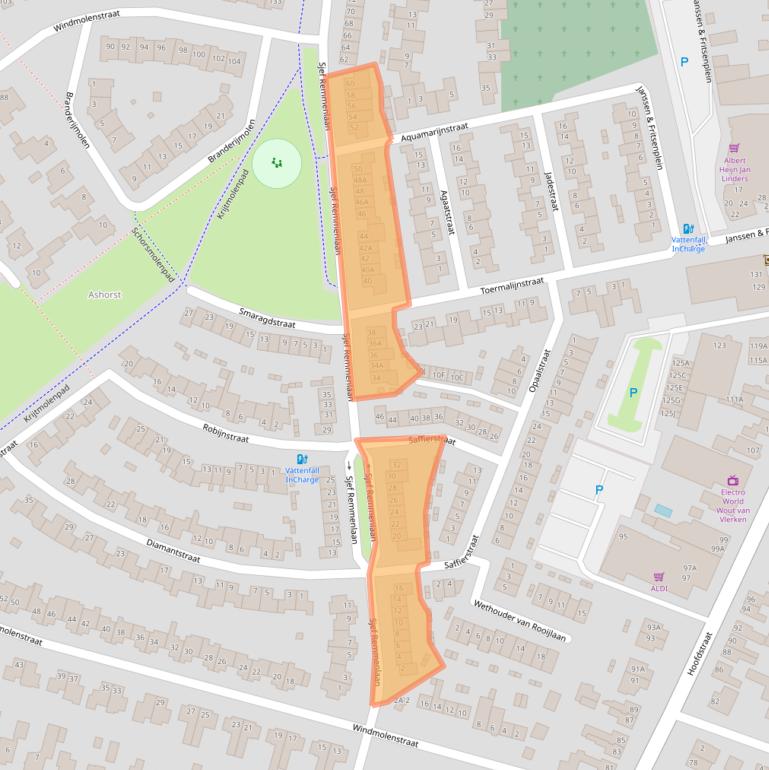 Kaart van postcodegebied 5706DB.