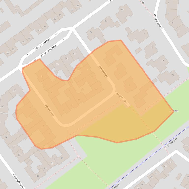Kaart van postcodegebied 5706DT.