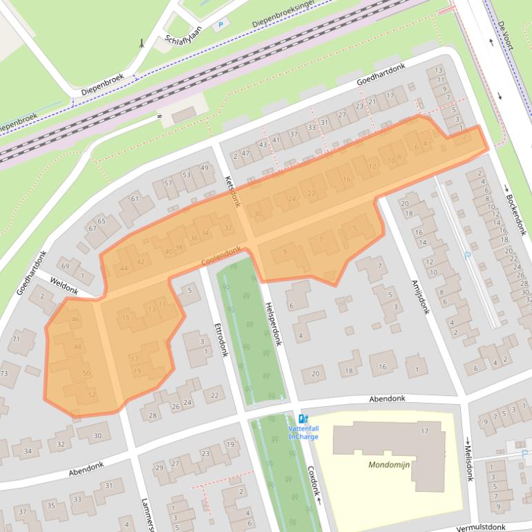 Kaart van postcodegebied 5706WS.