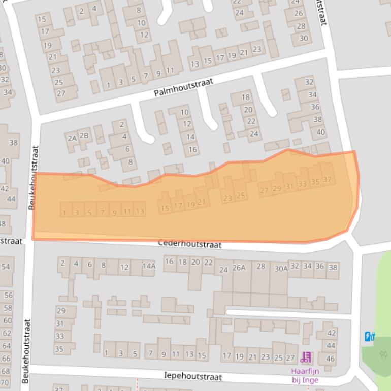 Kaart van postcodegebied 5706XB.