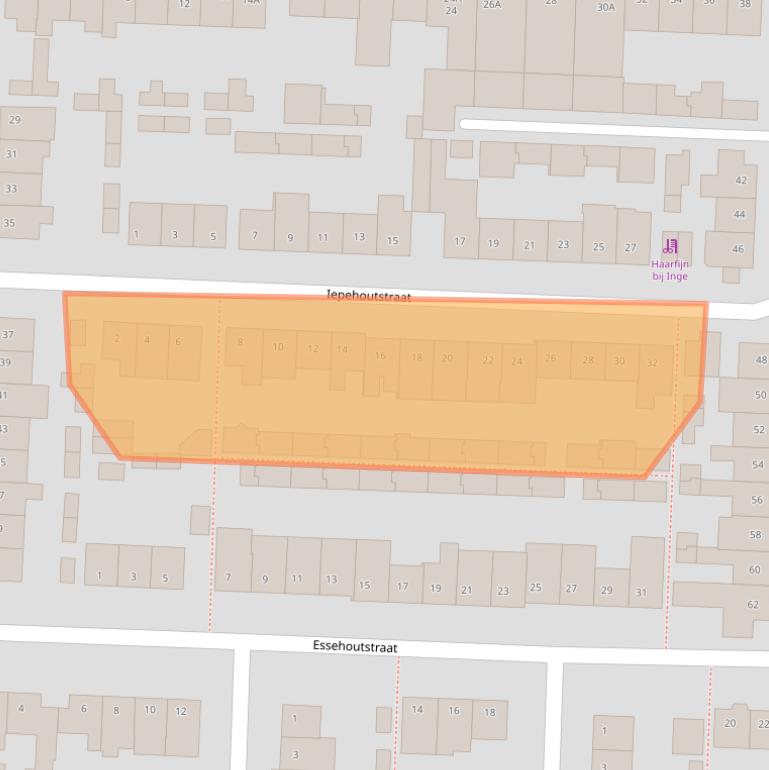 Kaart van postcodegebied 5706XE.