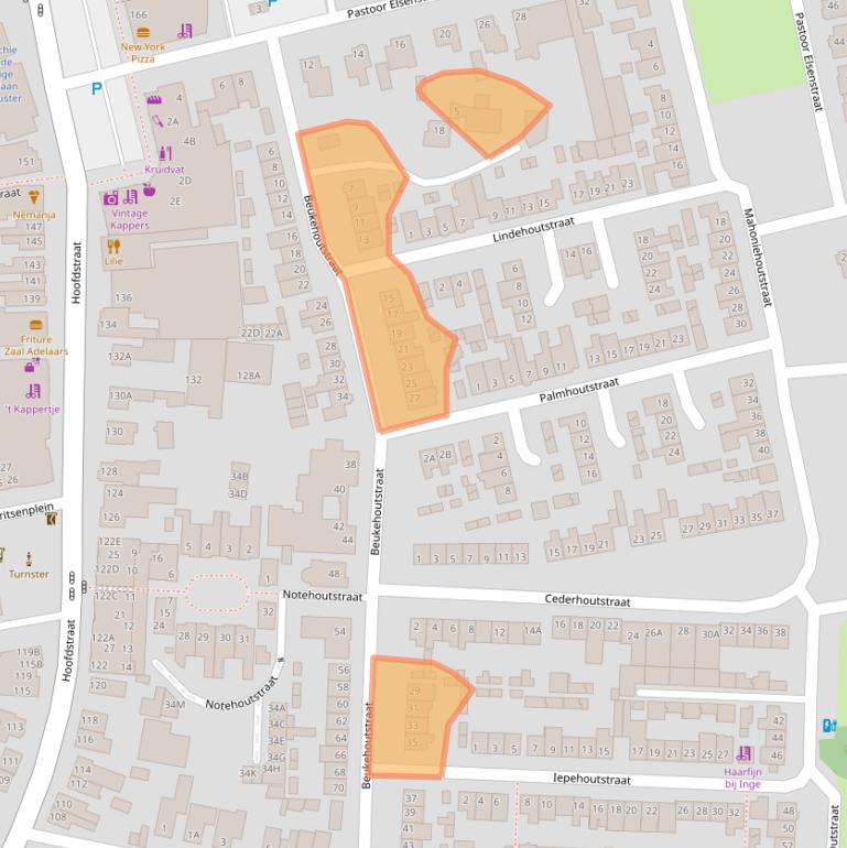 Kaart van postcodegebied 5706XJ.