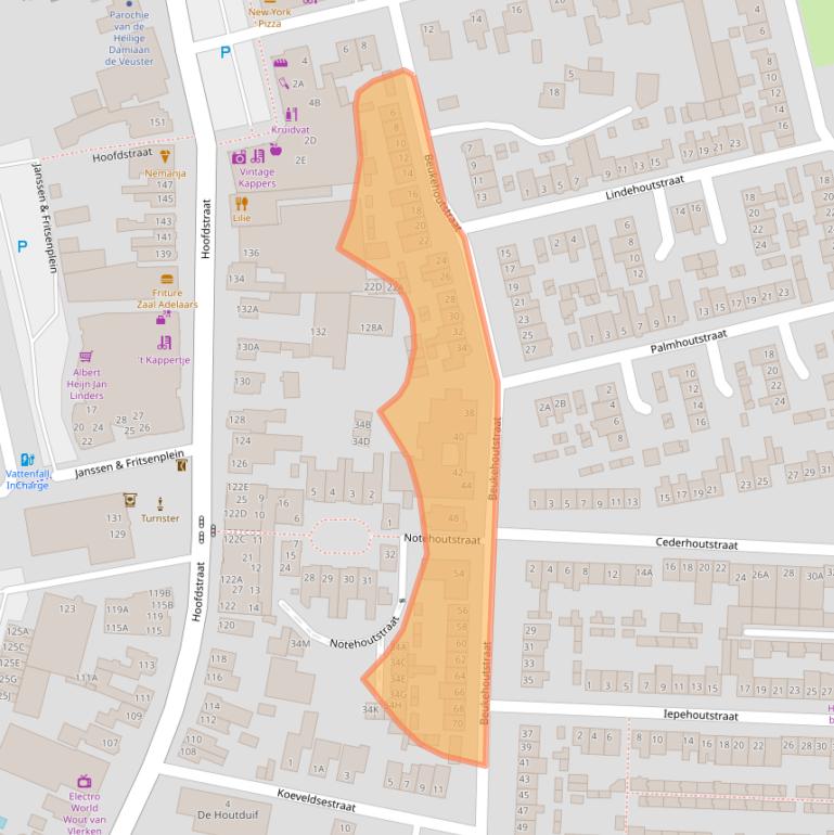 Kaart van postcodegebied 5706XL.