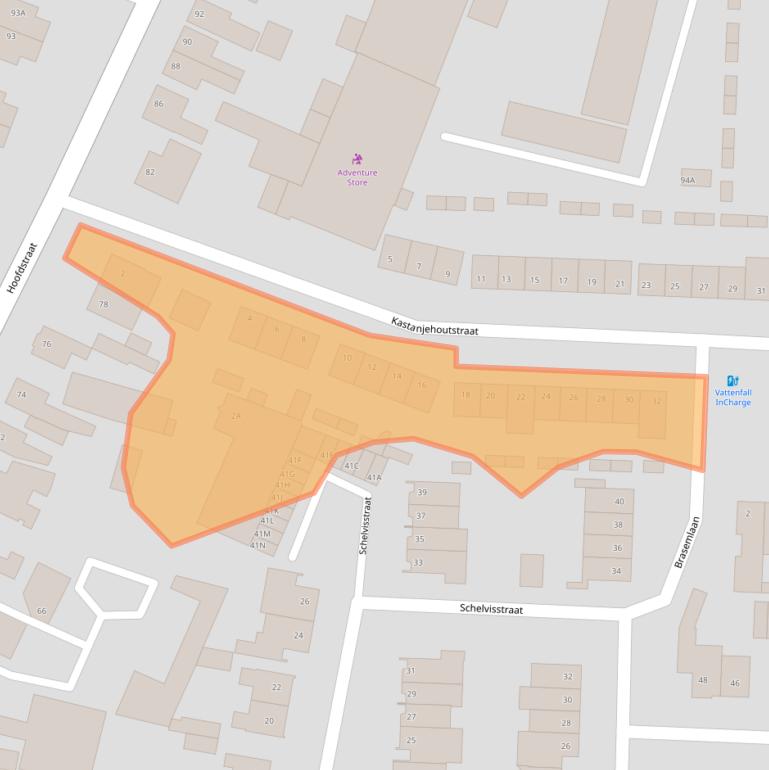 Kaart van postcodegebied 5706XZ.