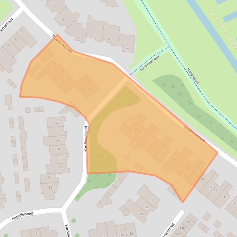 Kaart van postcodegebied 5707JC.