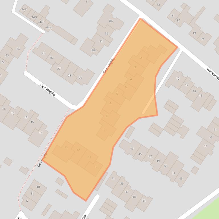 Kaart van postcodegebied 5708AJ.