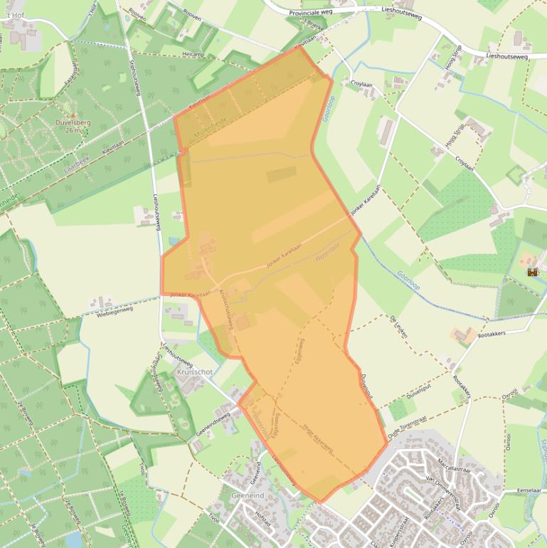 Kaart van postcodegebied 5708BC.