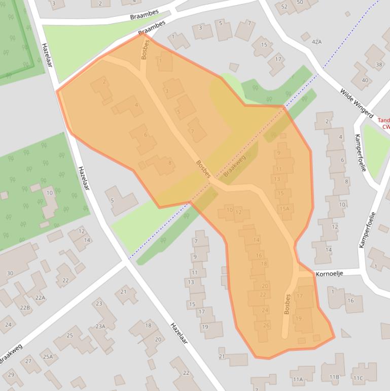 Kaart van postcodegebied 5708DA.