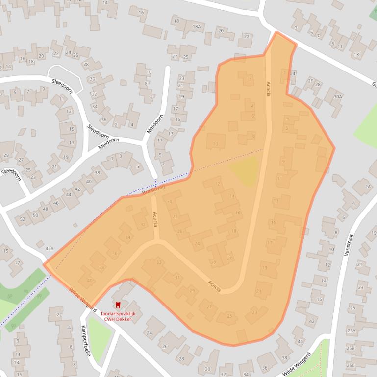 Kaart van postcodegebied 5708DJ.