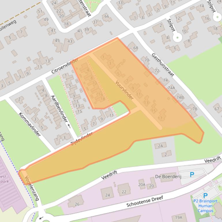 Kaart van postcodegebied 5708DR.